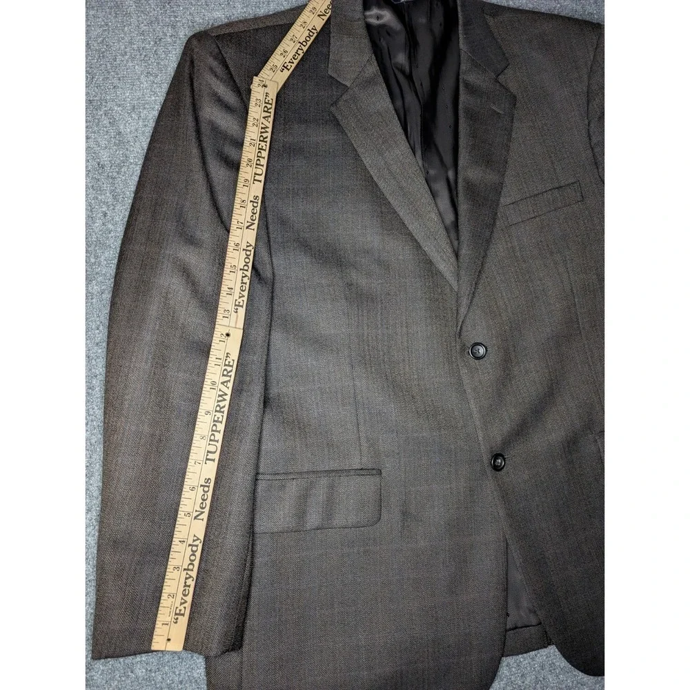 Joseph & Feiss Gold Men's 100% Wool 2 Button Blazer 48R Brown‎ Herringbone